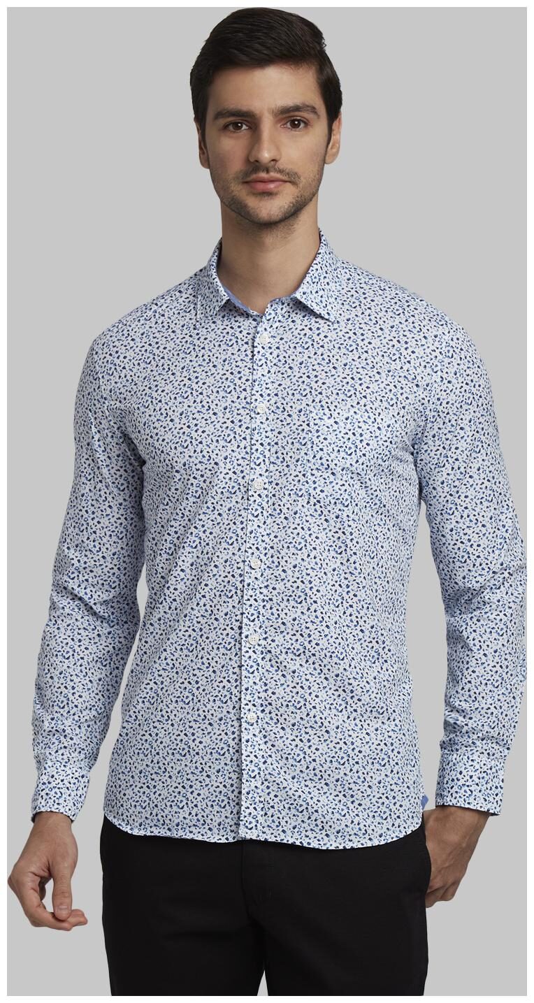 

Parx Men Blue Pinstrips Slim Fit Casual Shirt