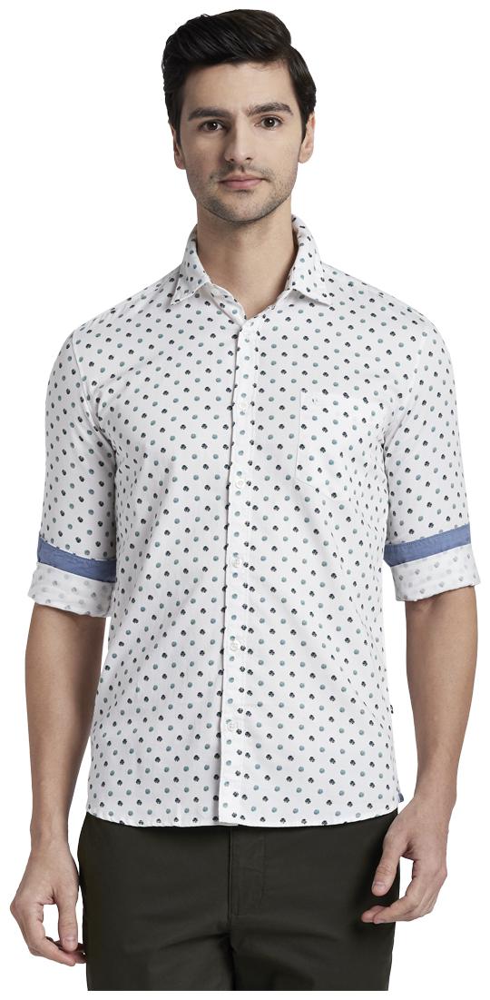 

Parx Men White Printed Slim Fit Casual Shirt
