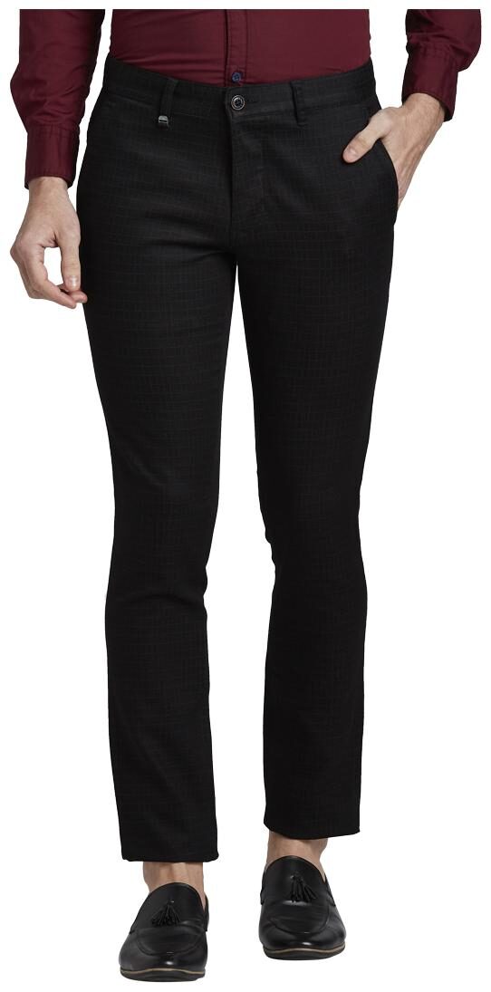 

Parx Men Black Checked Tapered fit Regular trousers