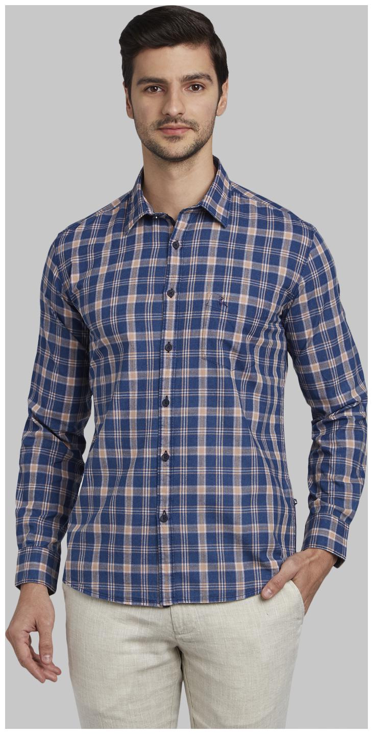 

Parx Men Blue Checked Slim Fit Casual Shirt