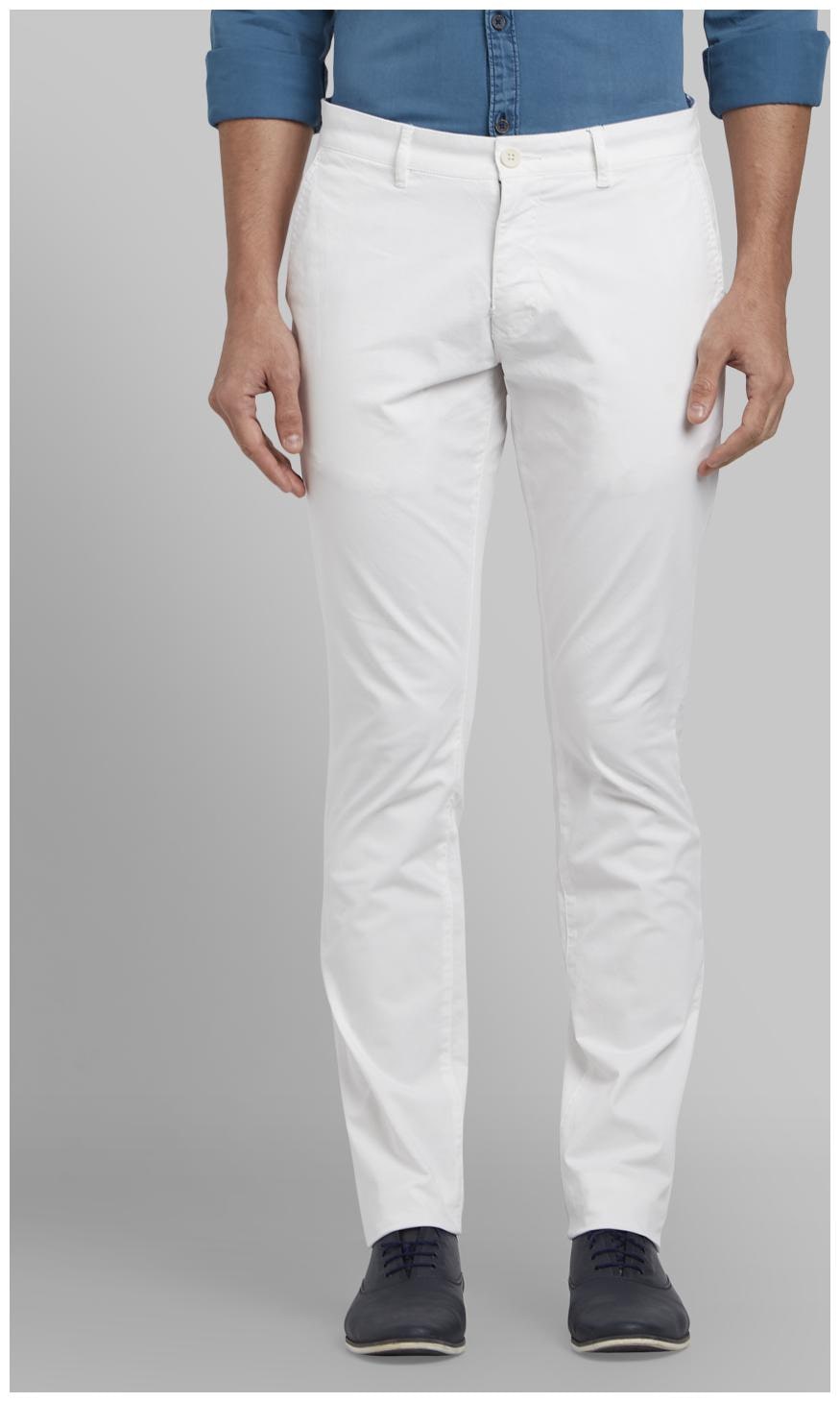 

Parx Men White Solid Tapered fit Regular trousers