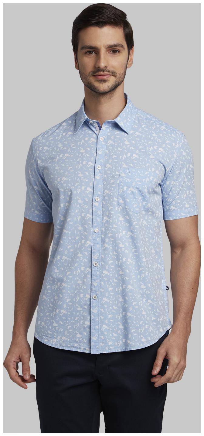 

Parx Men Blue Printed Slim Fit Casual Shirt