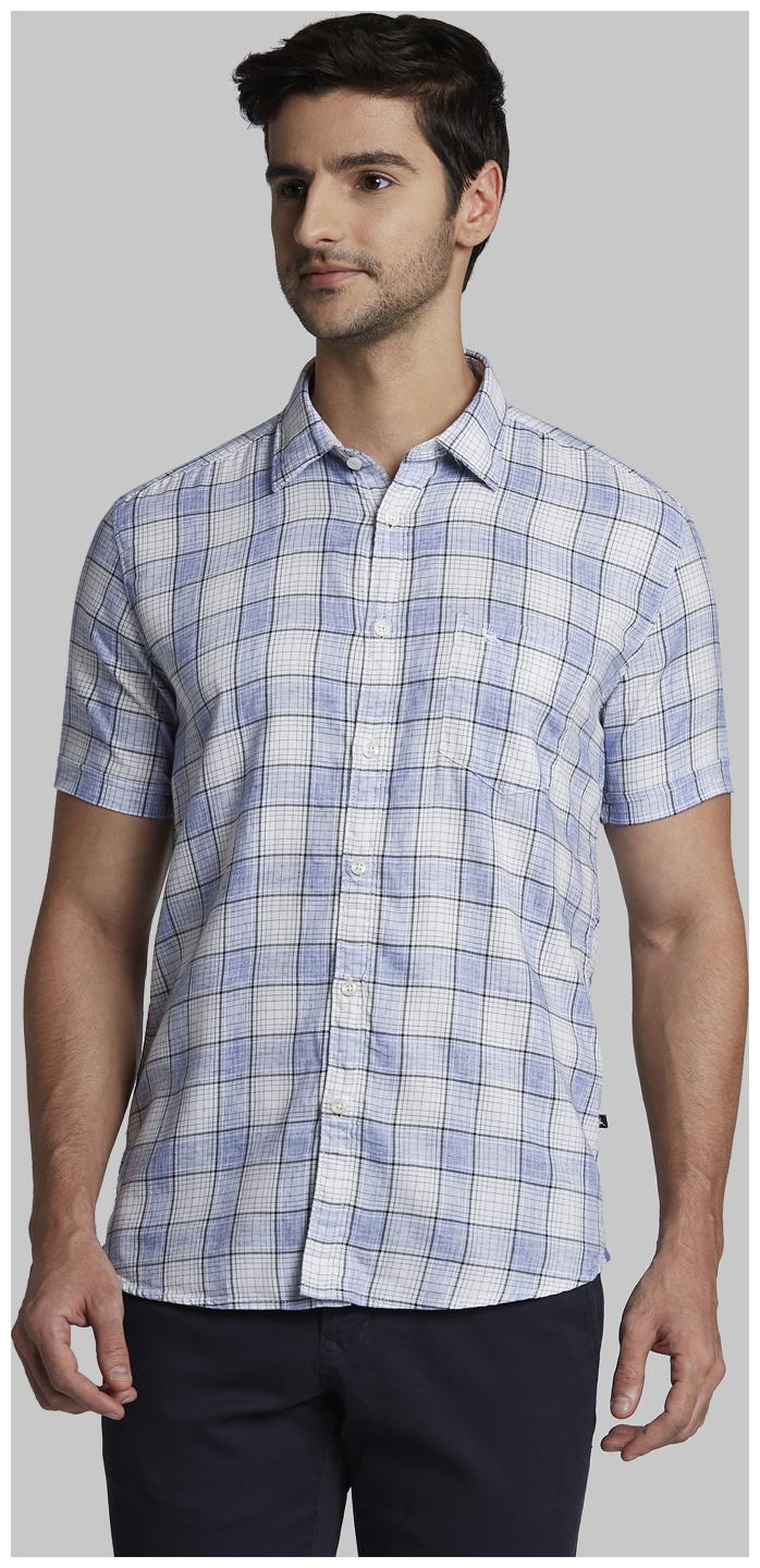 

Parx Men Blue Checked Slim Fit Casual Shirt