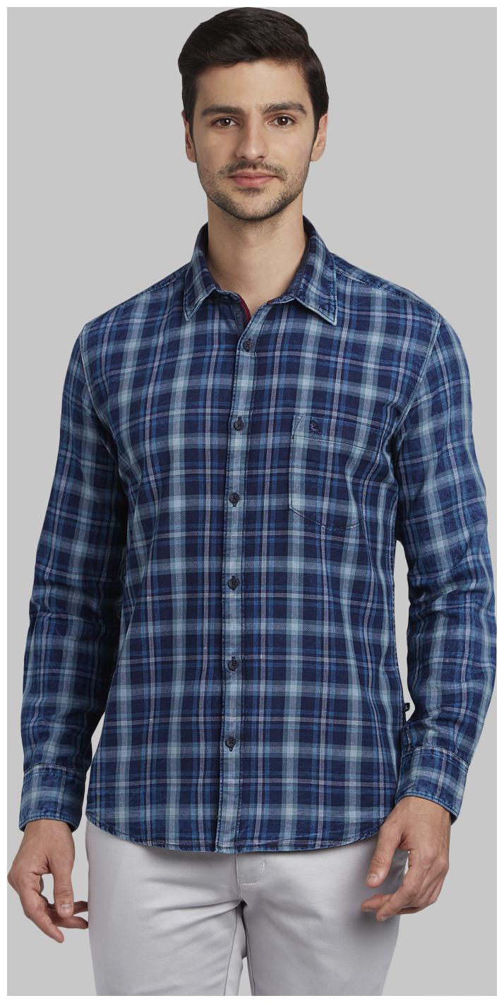 

Parx Men Blue Checked Slim Fit Casual Shirt