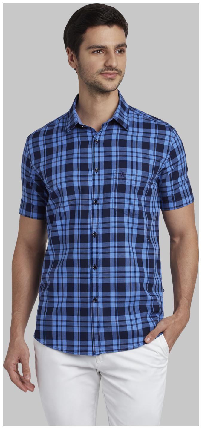 

Parx Men Blue Checked Slim Fit Casual Shirt