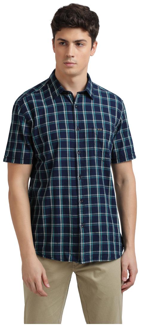 

Parx Men Blue Checked Regular Fit Casual Shirt