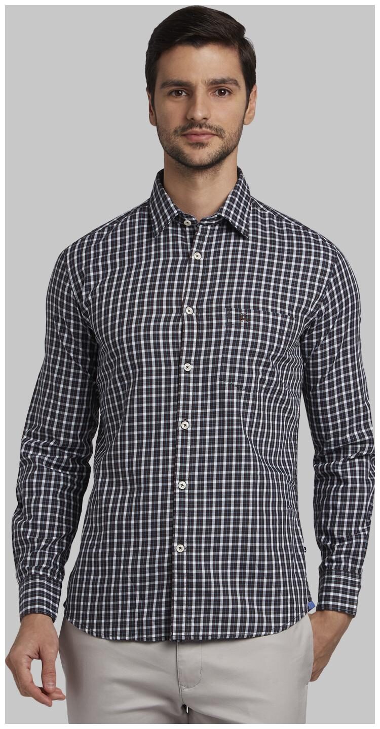 

Parx Men Blue Checked Slim Fit Casual Shirt
