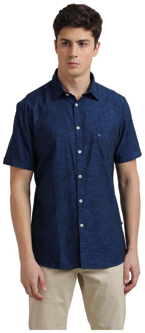 

Parx Men Blue Solid Regular Fit Casual Shirt