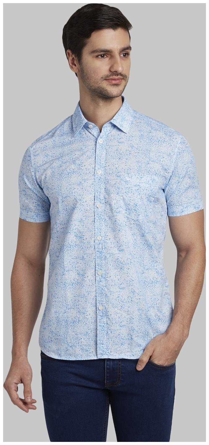 

Parx Men Blue Printed Slim Fit Casual Shirt