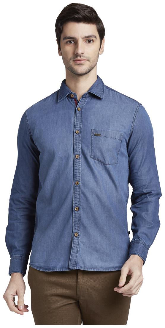 

Parx Men Blue Solid Slim Fit Casual Shirt