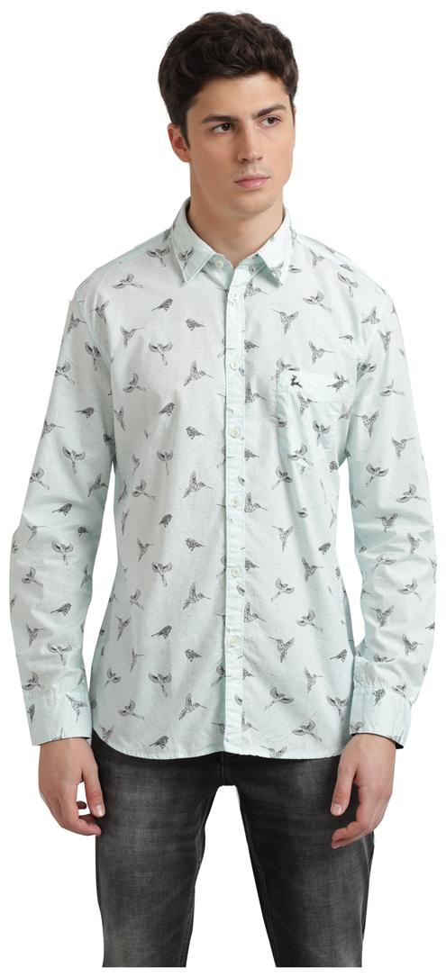 

Parx Men Blue Printed Regular Fit Casual Shirt