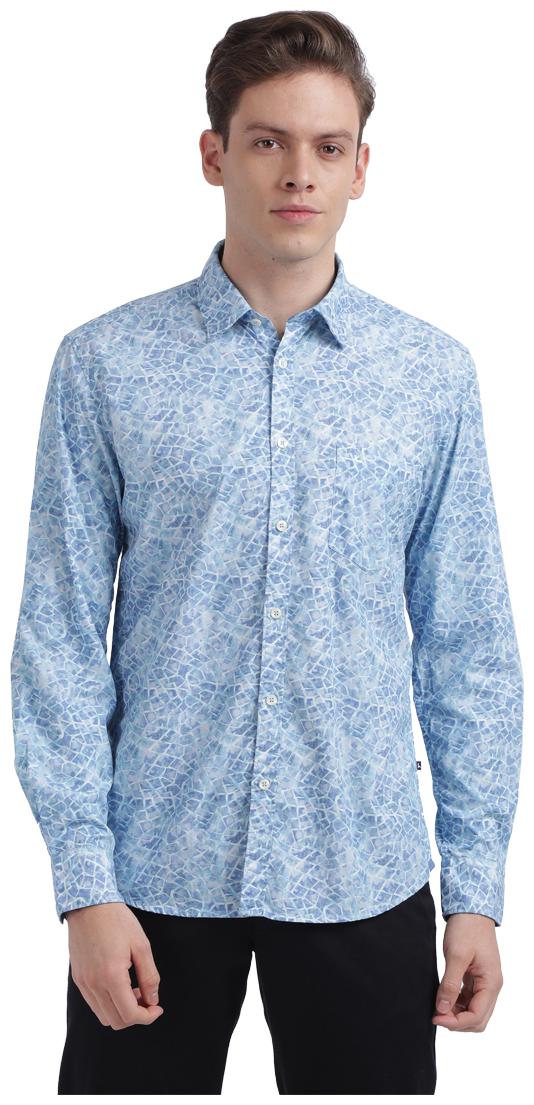 

Parx Men Blue Printed Regular Fit Casual Shirt