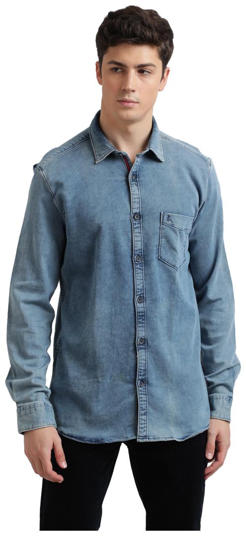 

Parx Men Blue Solid Regular Fit Casual Shirt