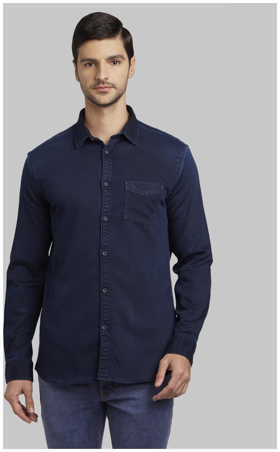 

Parx Men Blue Solid Slim Fit Casual Shirt