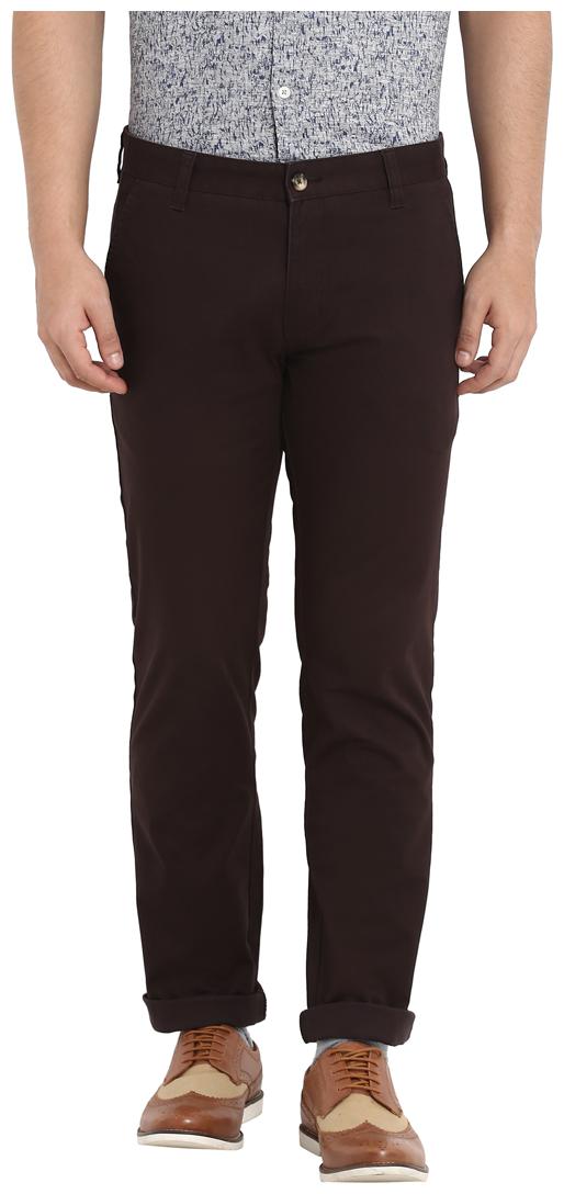 

Parx Men Brown Solid Tapered fit Regular trousers