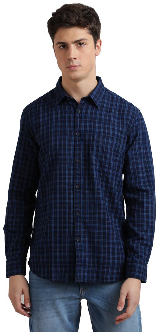 

Parx Men Blue Checked Regular Fit Casual Shirt