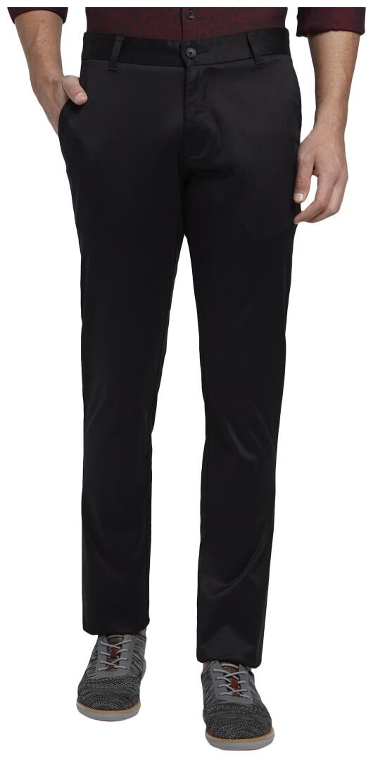

Parx Men Black Solid Tapered fit Regular trousers