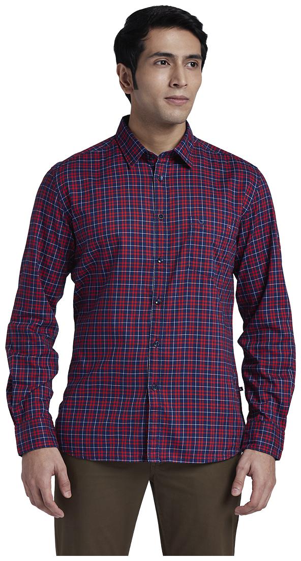 

Parx Men Red Blue Checked Regular Fit Casual Shirt
