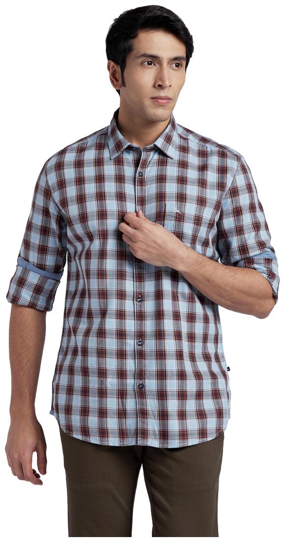 

Parx Men Blue Checked Regular Fit Casual Shirt
