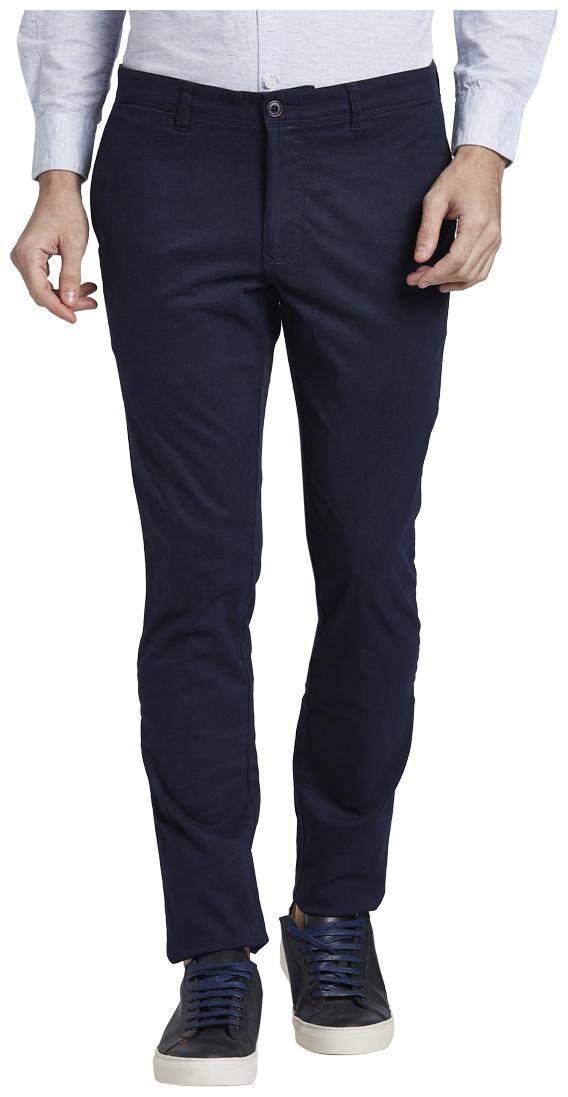 

Parx Men Blue Solid Slim fit Regular trousers