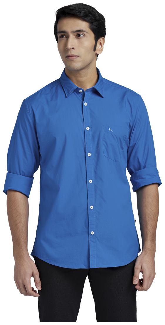 

Parx Men Blue Solid Regular Fit Casual Shirt