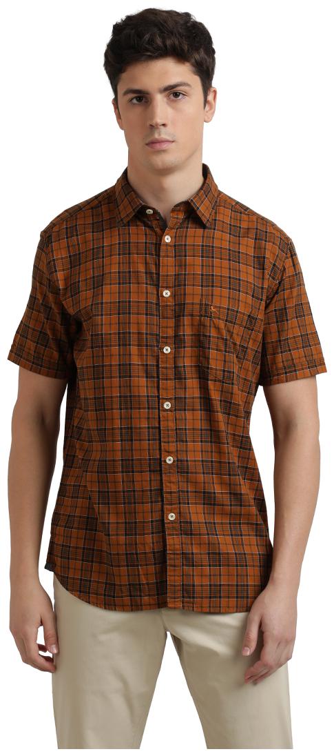 

Parx Men Brown Checked Regular Fit Casual Shirt