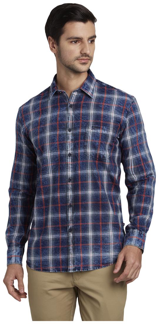 

Parx Men Blue Checked Slim Fit Casual Shirt