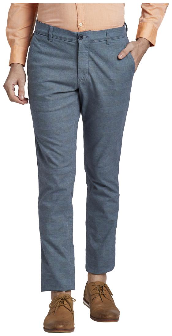 

Parx Men Blue Checked Tapered fit Regular trousers