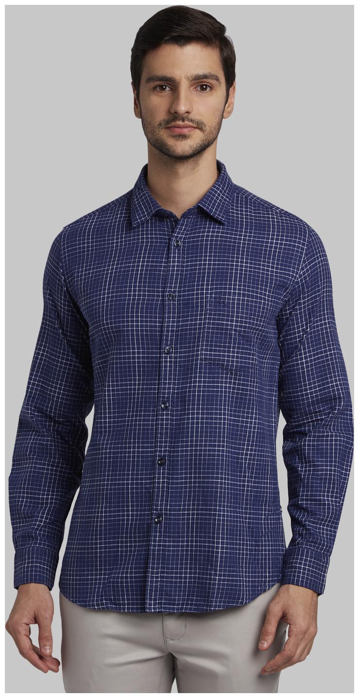

Parx Men Blue Checked Slim Fit Casual Shirt