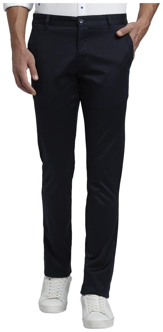 

Parx Men Blue Solid Tapered fit Regular trousers