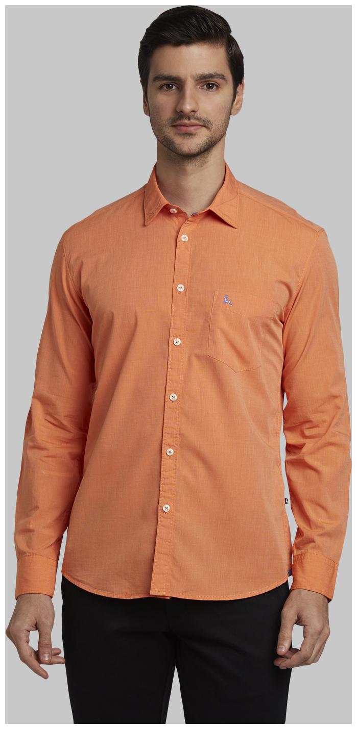 

Parx Men Orange Solid Slim Fit Casual Shirt