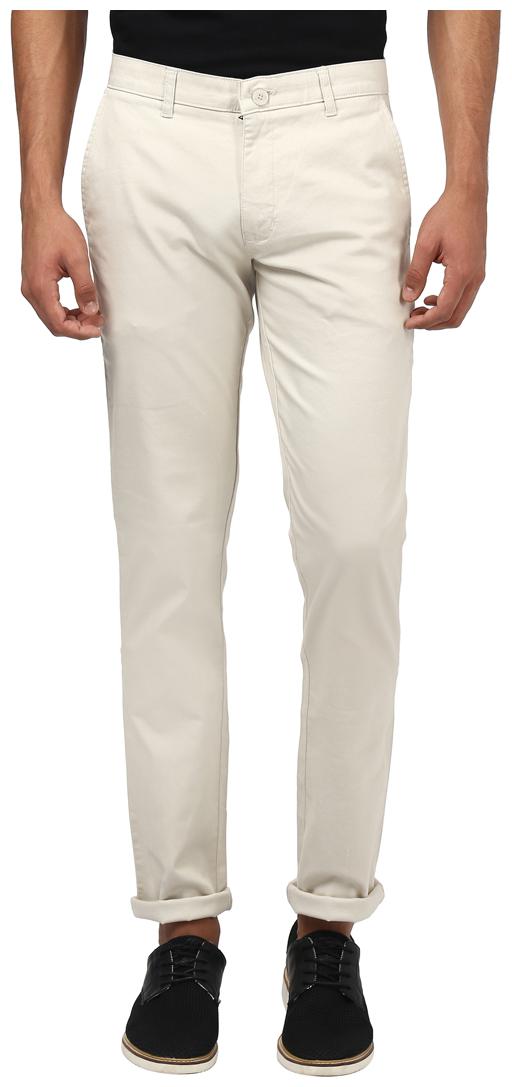 

Parx Cream Slim Cotton Blend Casual Trouser