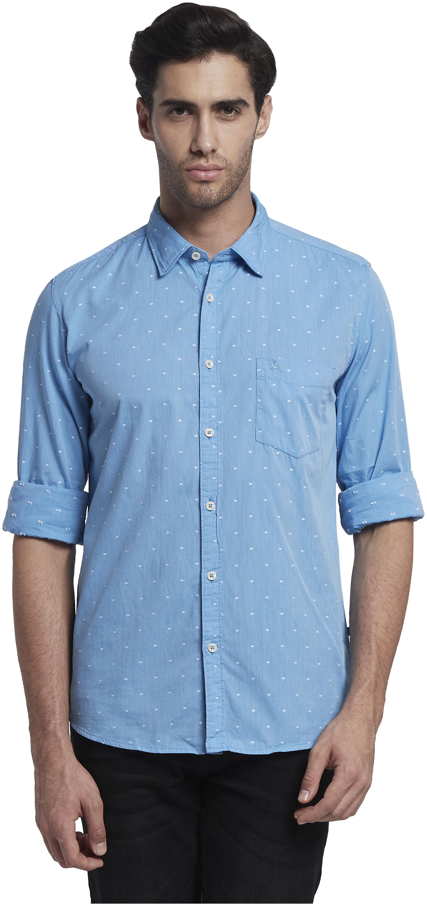 

Parx Men Blue Printed Slim Fit Casual Shirt