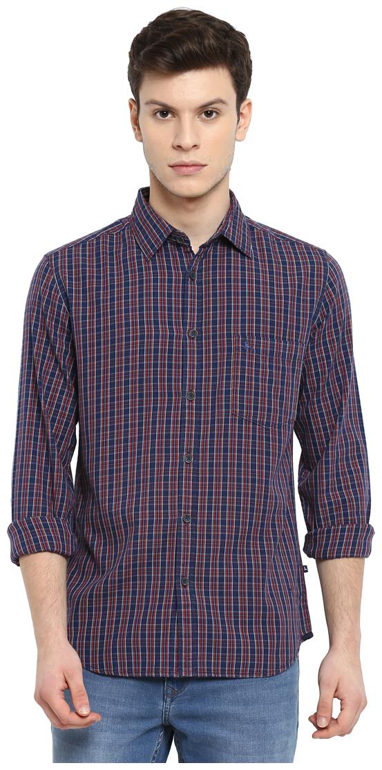 

Parx Men Blue Checked Slim Fit Casual Shirt