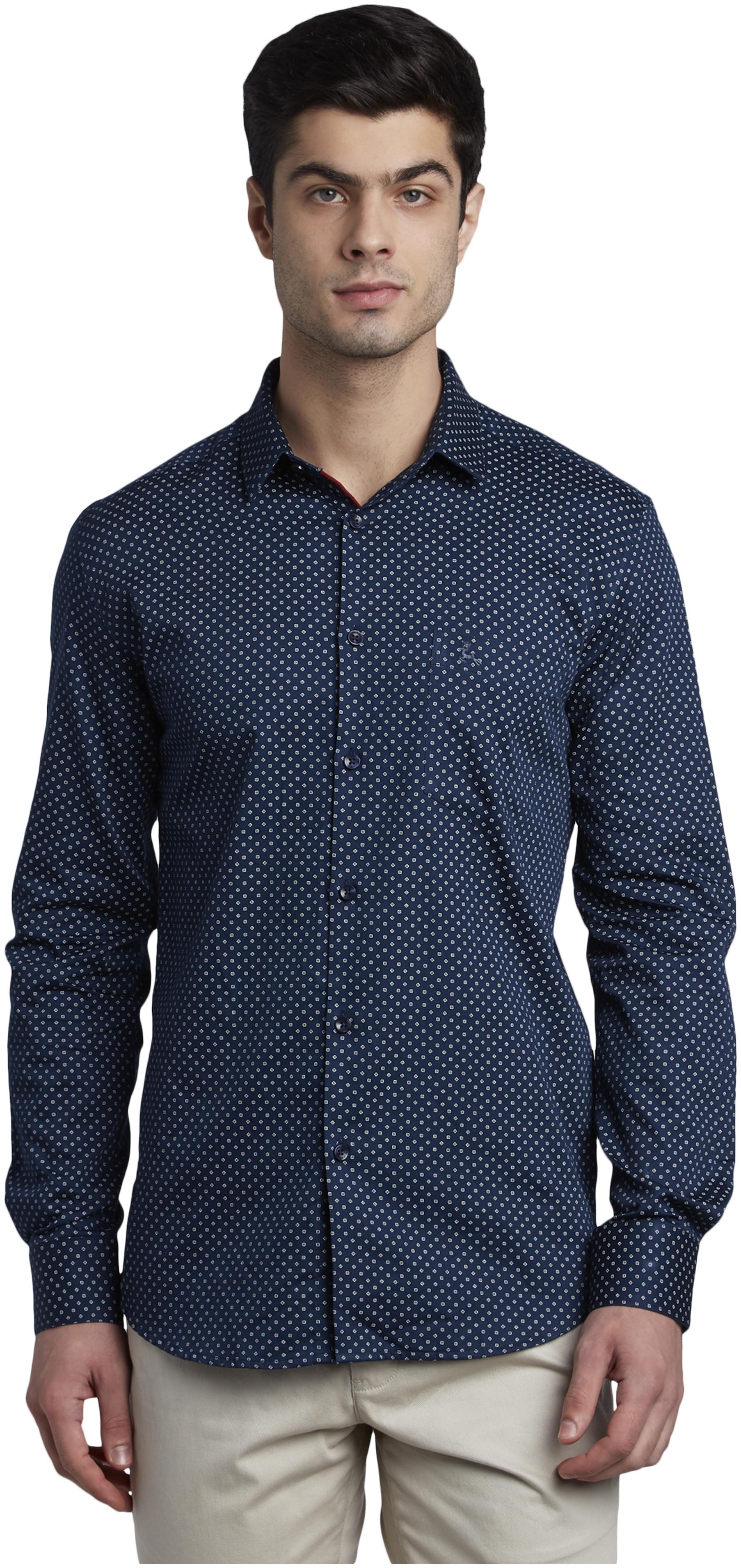 

Parx Men Blue Polka Dots Slim Fit Casual Shirt