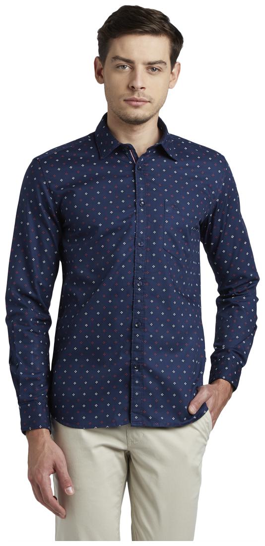 

Parx Men Blue Printed Slim Fit Casual Shirt