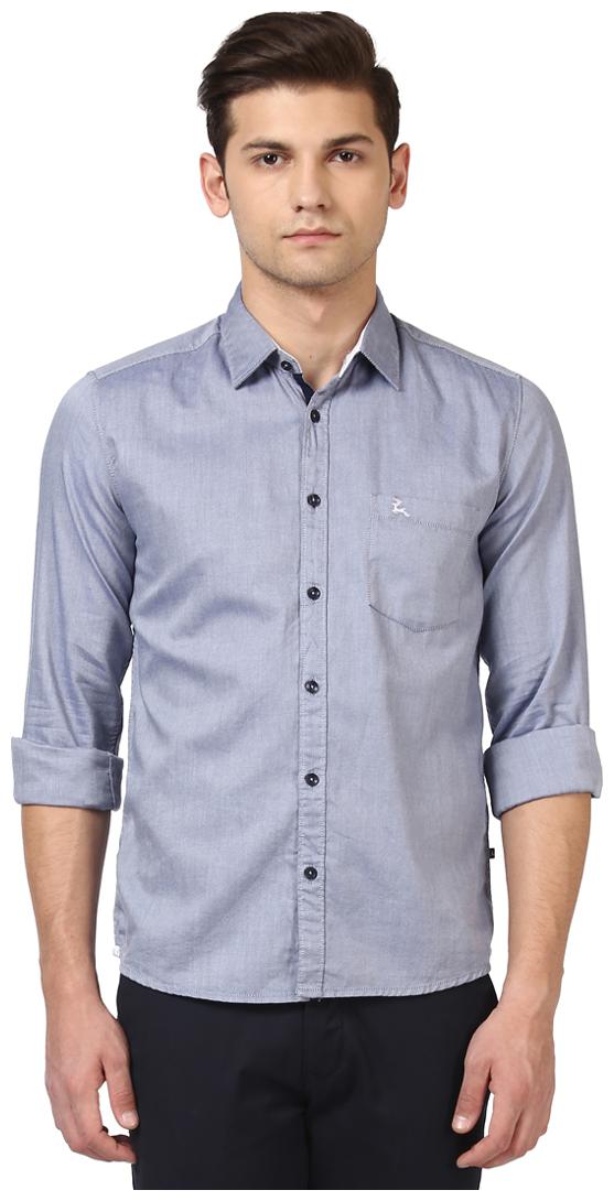 

Parx Men Blue Solid Slim Fit Casual Shirt