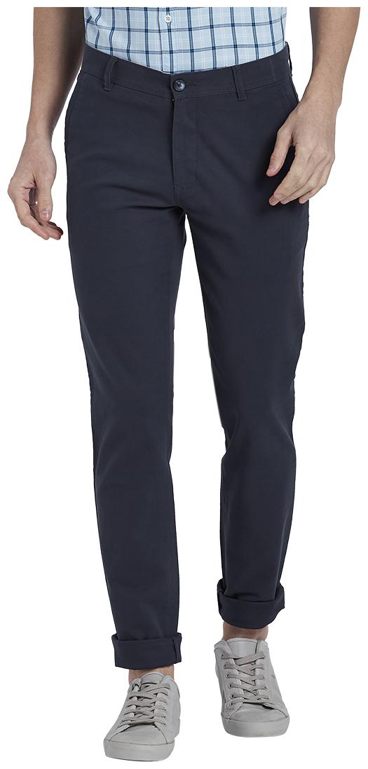 

Parx Men Blue Solid Slim fit Regular trousers