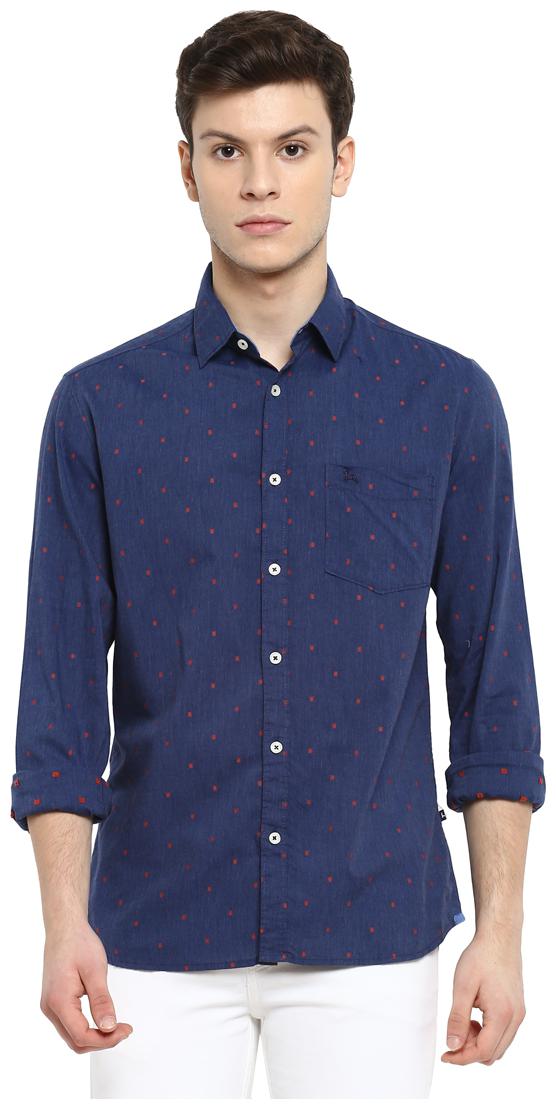 

Parx Men Blue Printed Slim Fit Casual Shirt