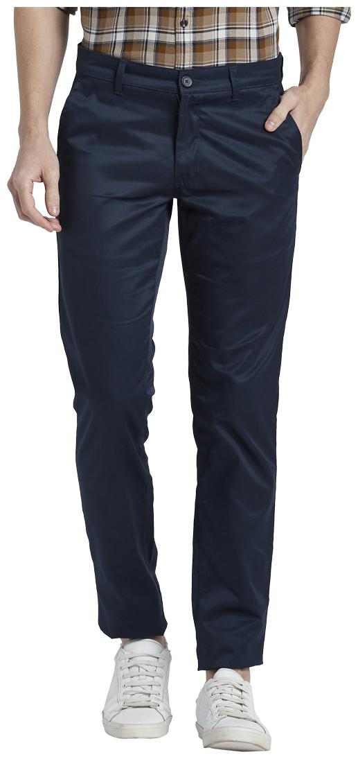 

Parx Men Blue Solid Slim fit Regular trousers