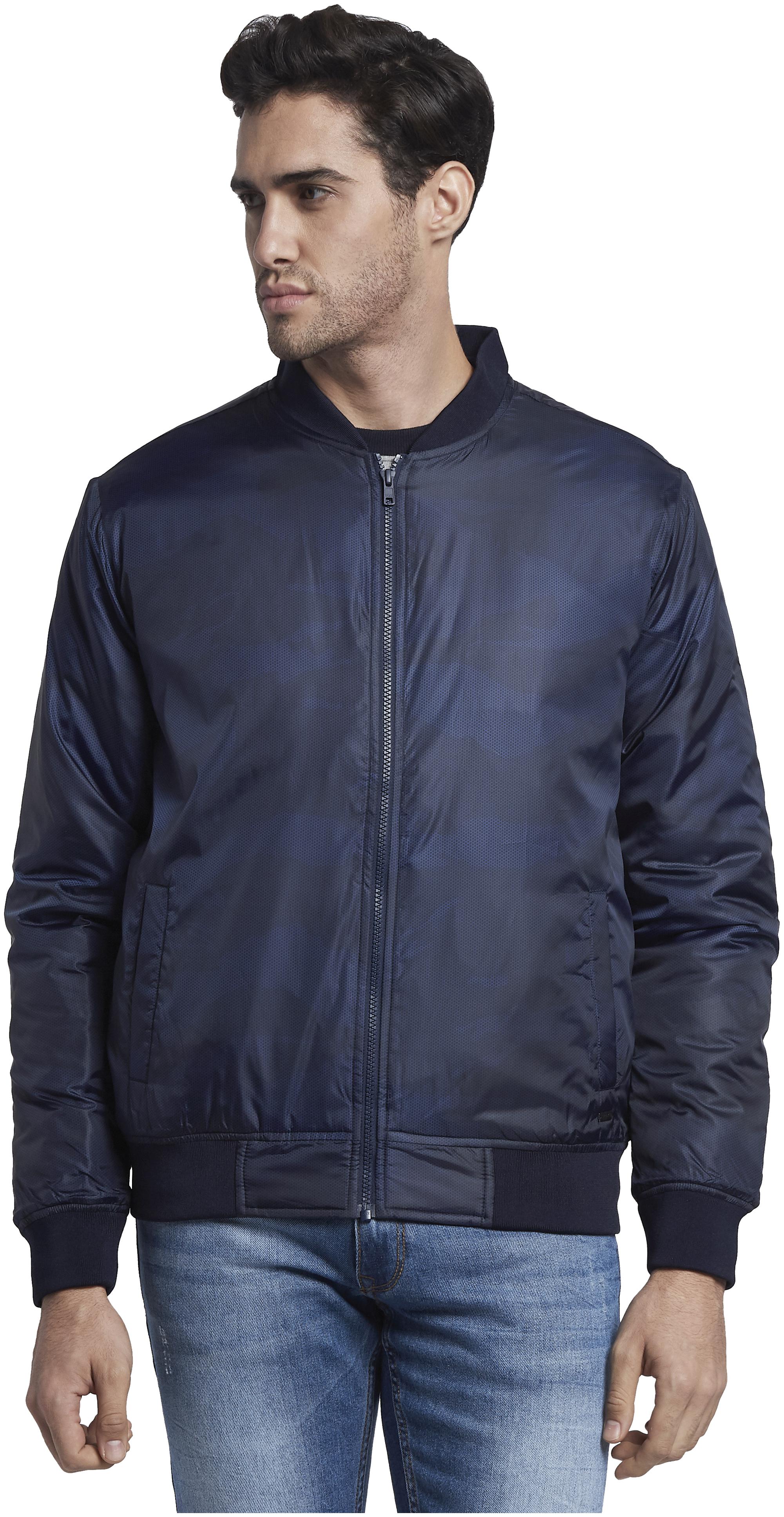 

Parx Men Blue Printed Bomber jacket