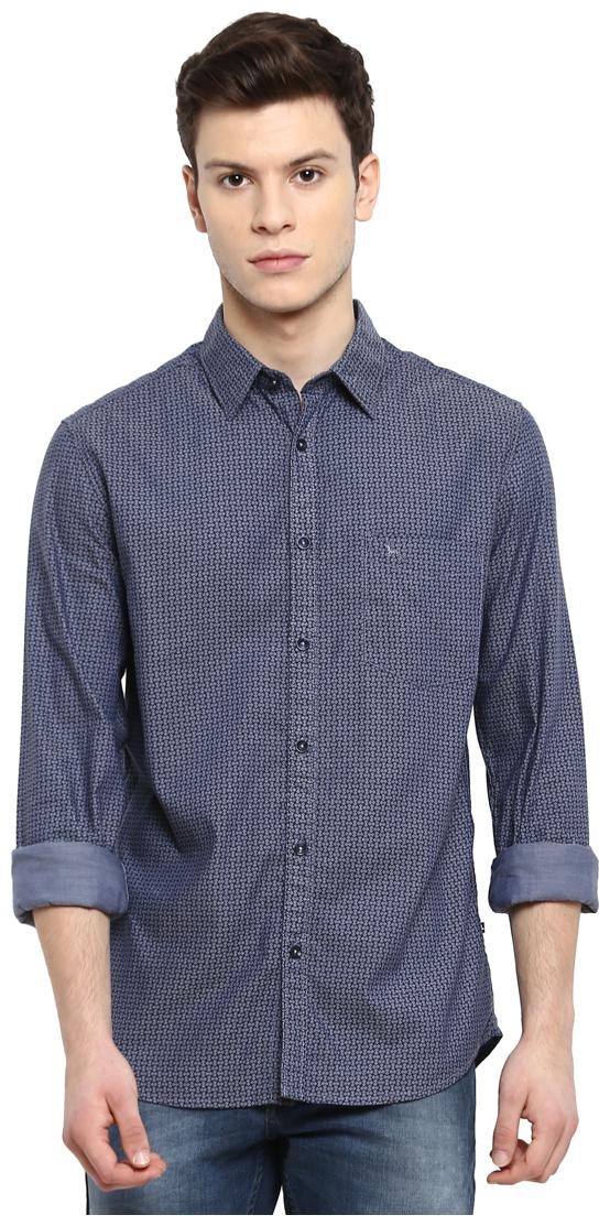 

Parx Men Blue Solid Slim Fit Casual Shirt