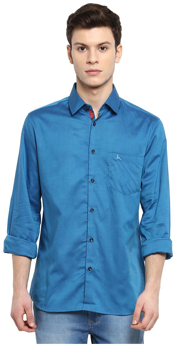 

Parx Men Blue Solid Slim Fit Casual Shirt