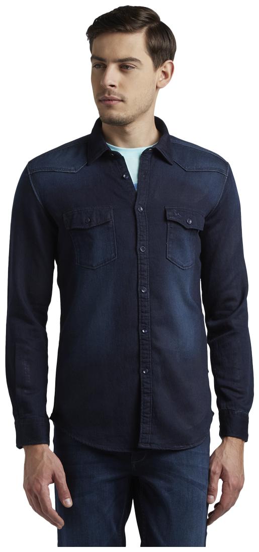 

Parx Men Blue Solid Slim Fit Casual Shirt