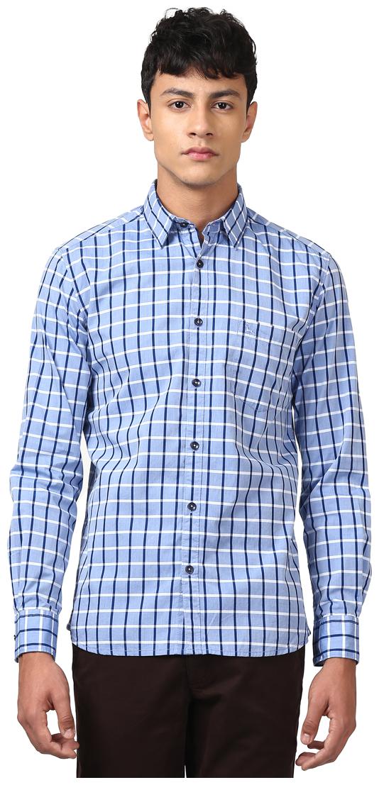 

Parx Men Blue Checked Slim Fit Casual Shirt