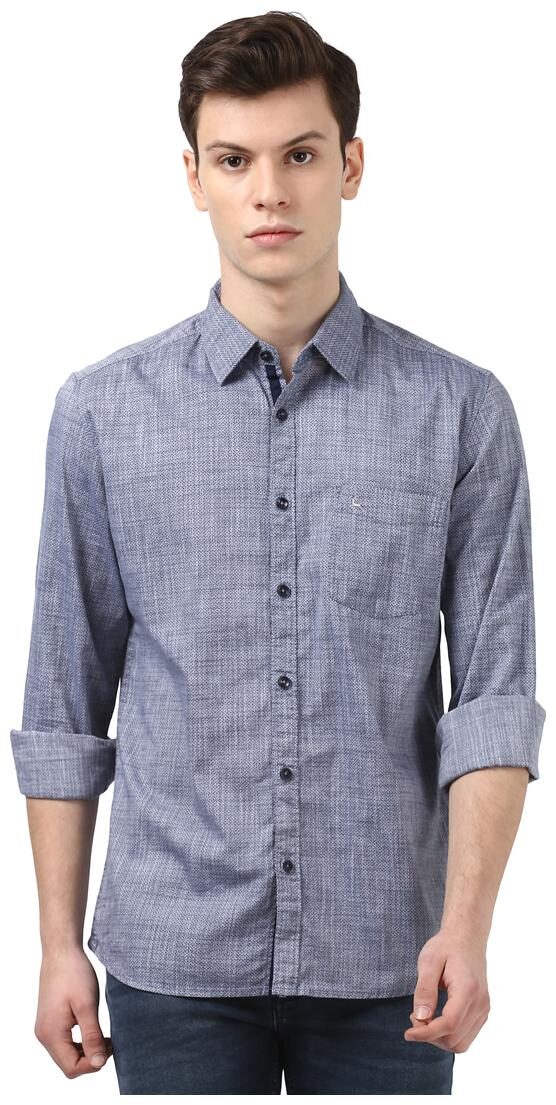 

Parx Men Blue Printed Slim Fit Casual Shirt