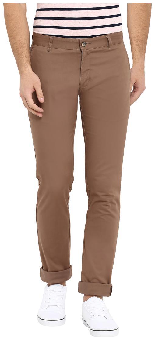 

Parx Men Brown Solid Tapered fit Regular trousers