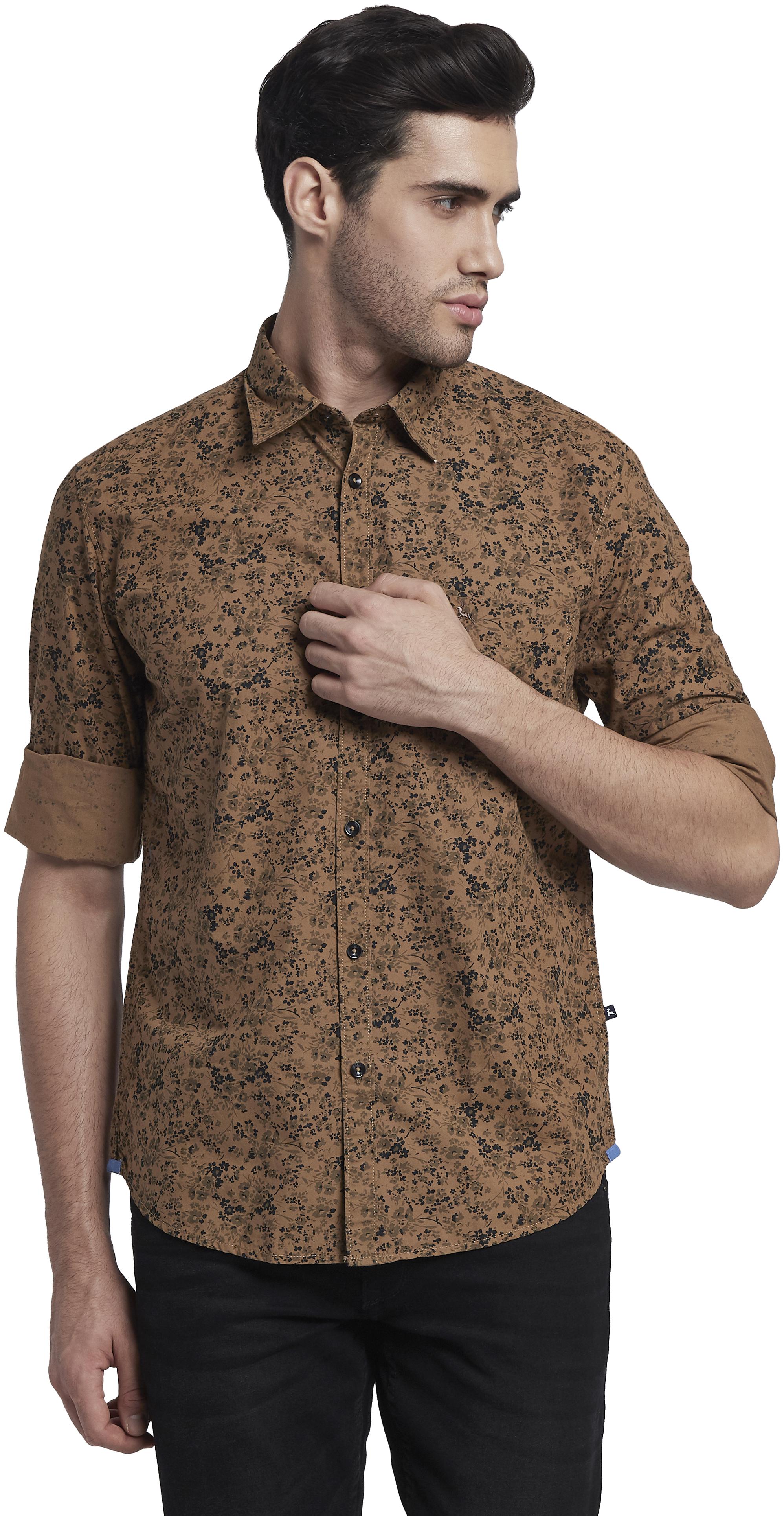 

Parx Men Brown Floral Slim Fit Casual Shirt