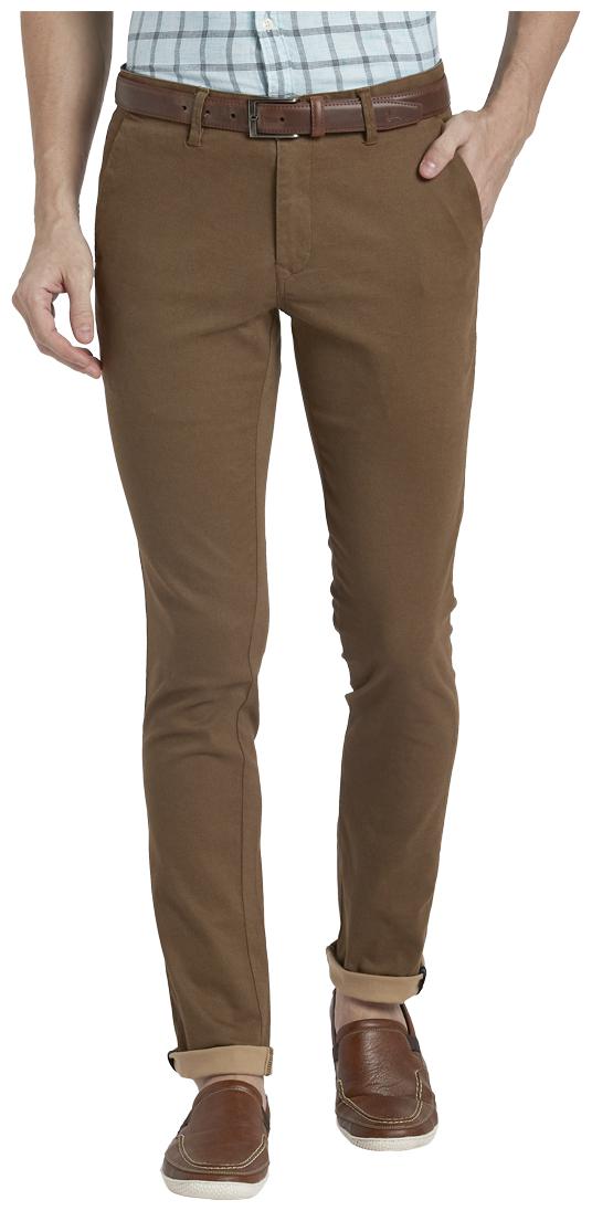 

Parx Men Brown Solid Slim fit Regular trousers