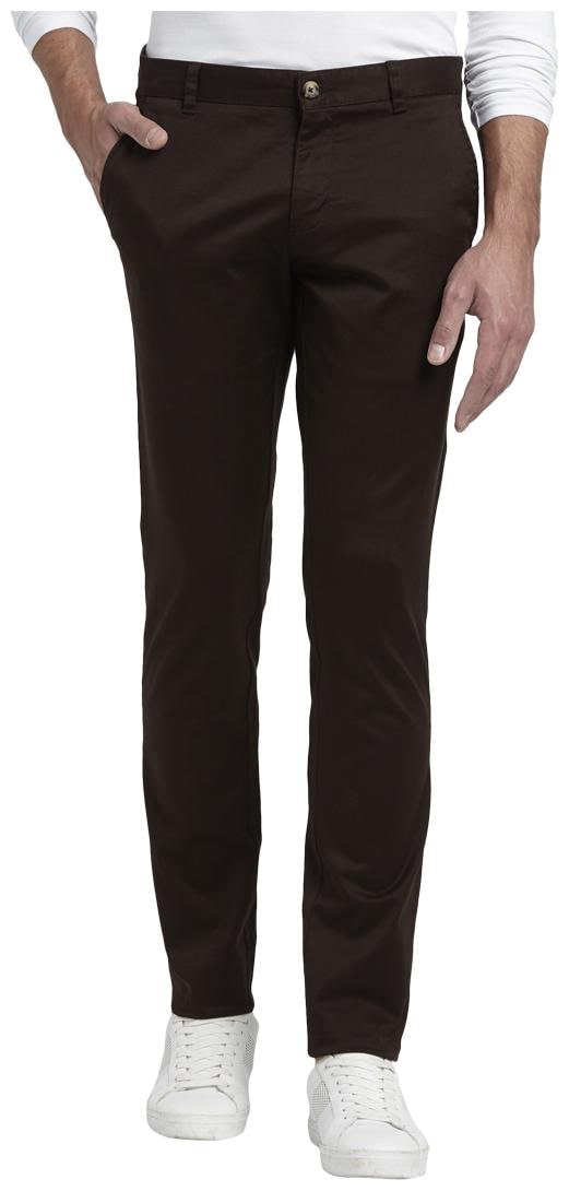 

Parx Men Brown Solid Tapered fit Regular trousers